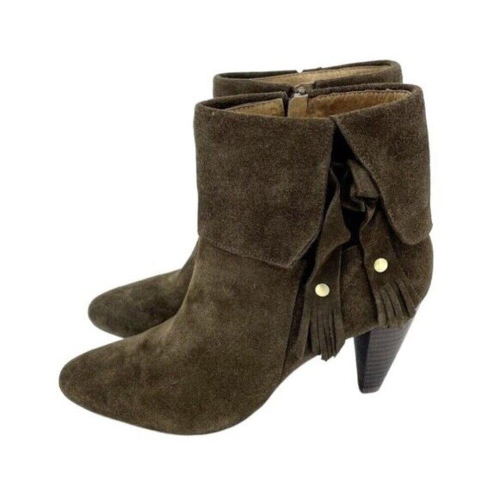 Corso Como Ankle Boots Suede Leather Pointed Toe Fringe Brown SZ 7 New